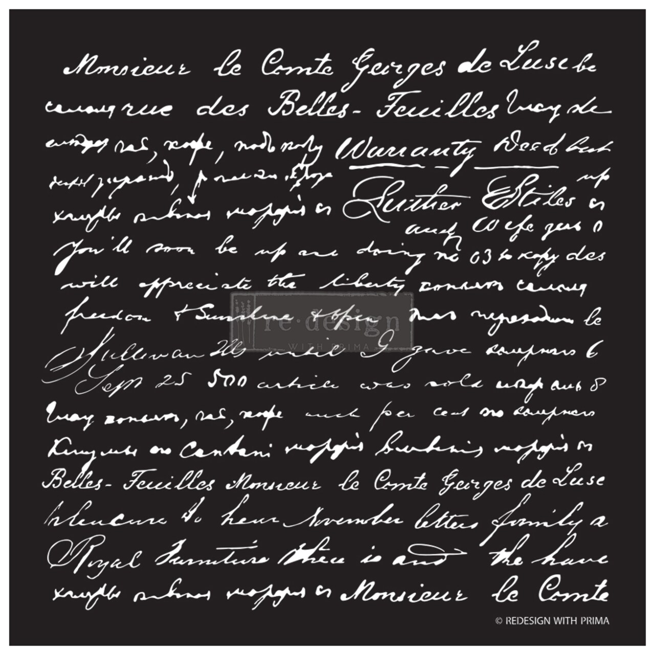 Redesign Stencil - Script 18x21 - sheet size 18"x21", design size 16.1"x16.1"